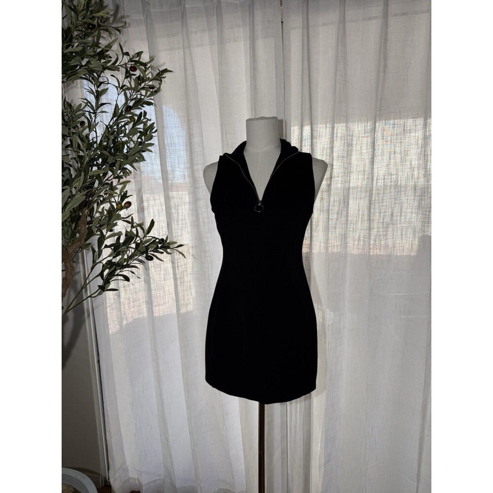 Lauren Ralph Lauren Dress Petite Medium PM Black Half Zip O-Ring Sleeveless